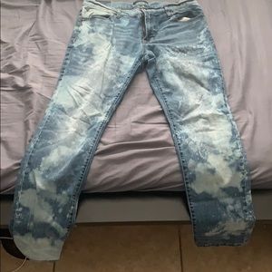 Bleach stained slim jeans